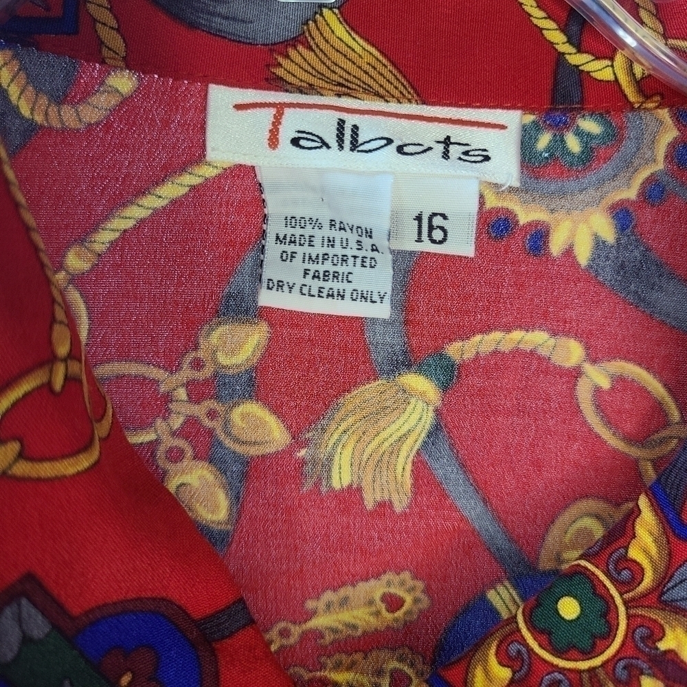 Vintage Talbots 100% Rayon Chain Pattern Women's Dress Shirt - Picture 4 of 4